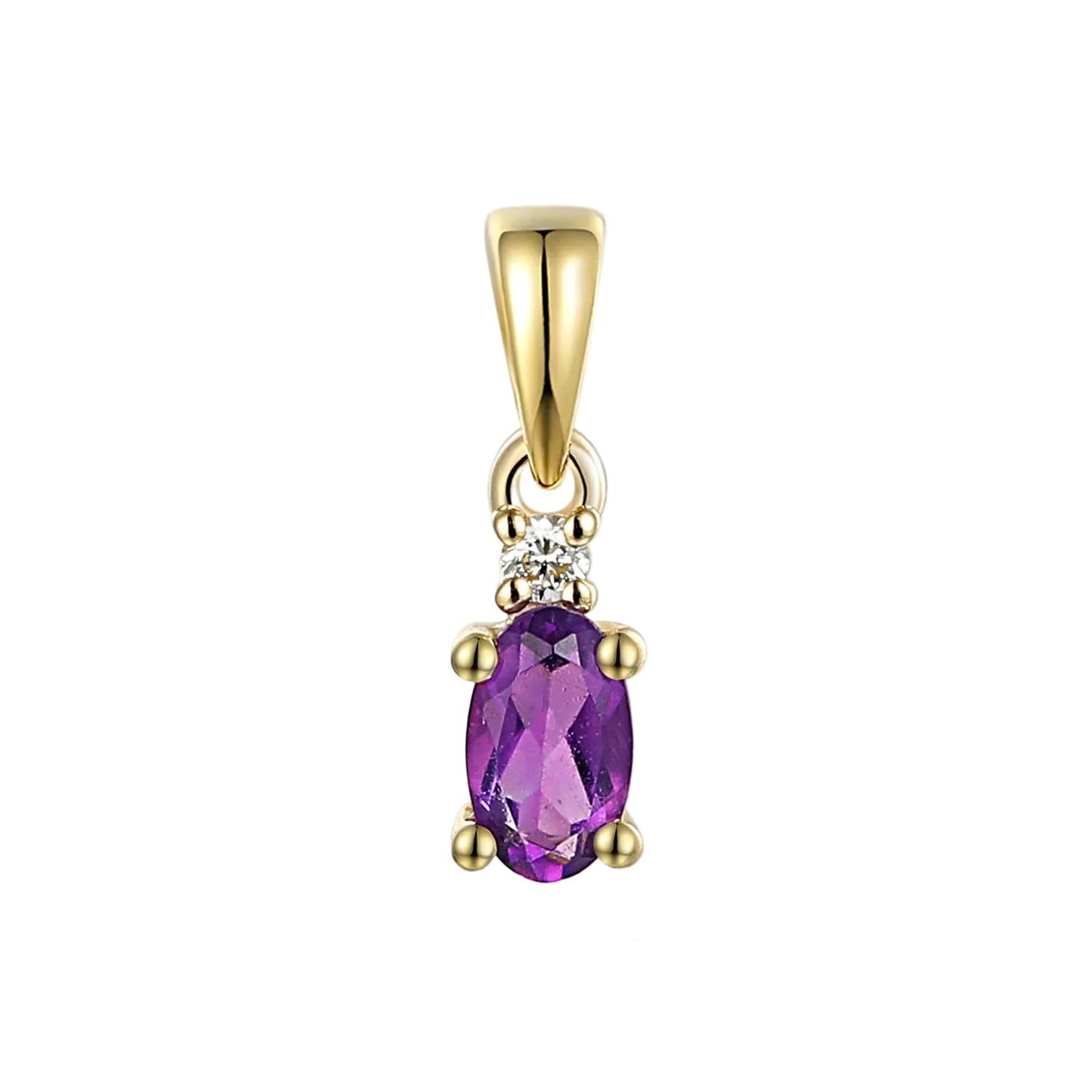 Oval Shape Amethyst and Diamond Pendant