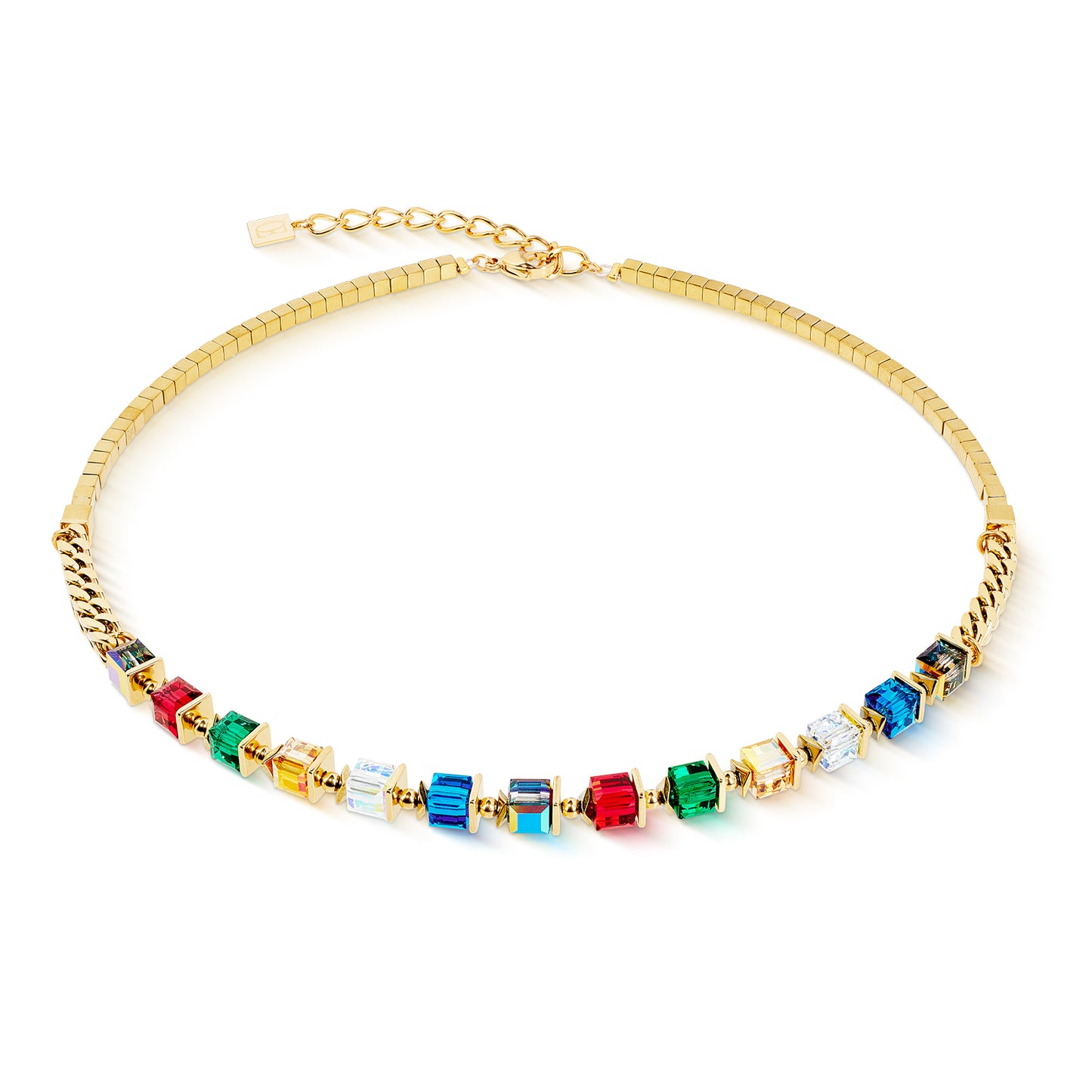Necklace Sparkling Cubes Fusion Chain Gold-Multicolour