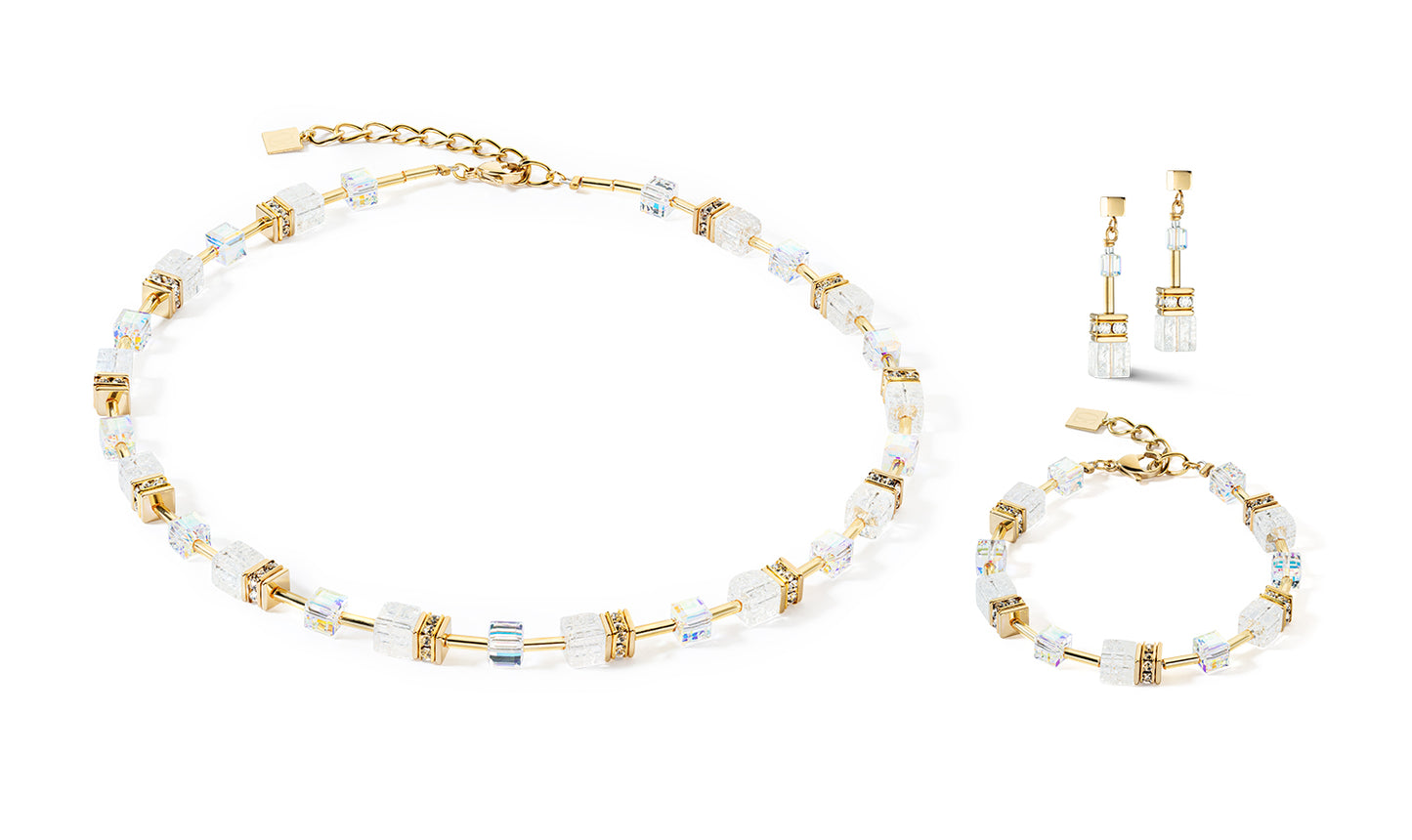 GeoCUBE® Iconic Nature Earrings Gold White