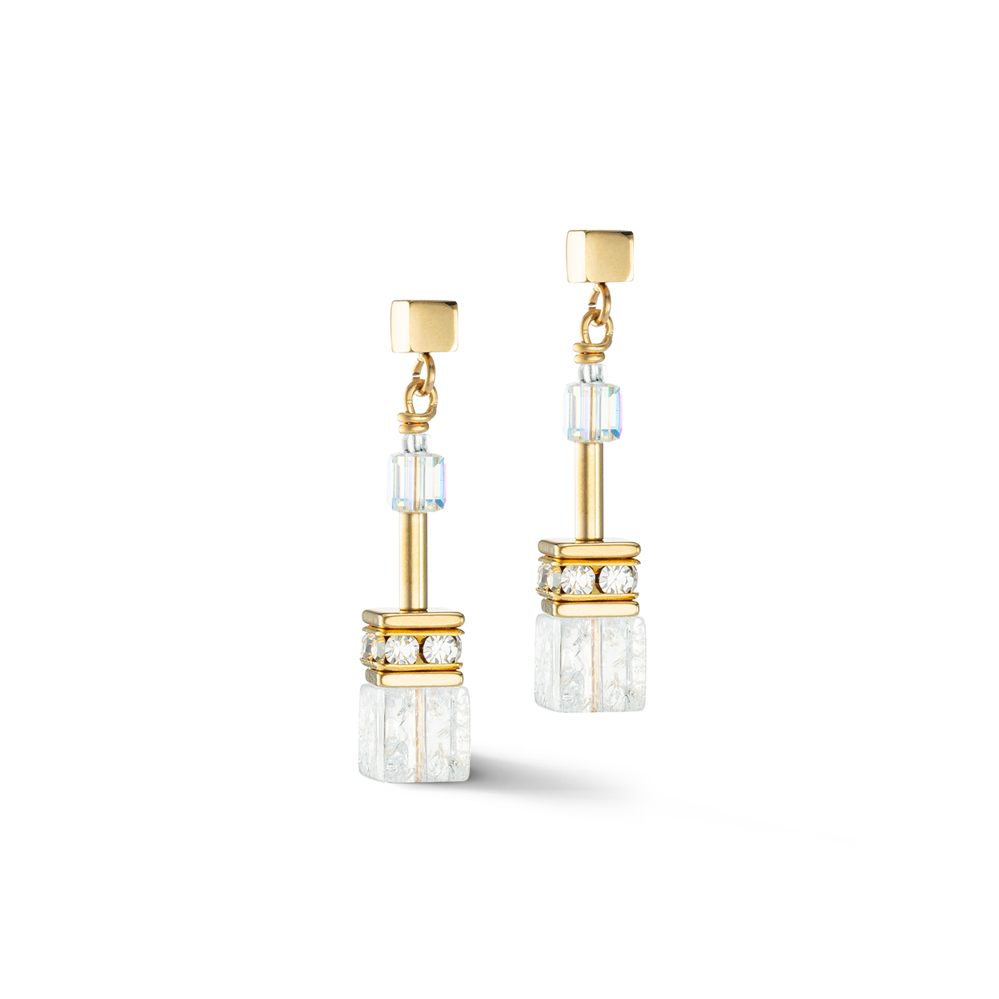 GeoCUBE® Iconic Nature Earrings Gold White