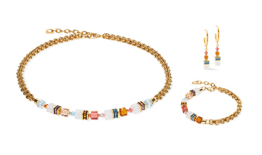 GeoCUBE® Fusion Summer Hoop Earrings Gold-Sunset