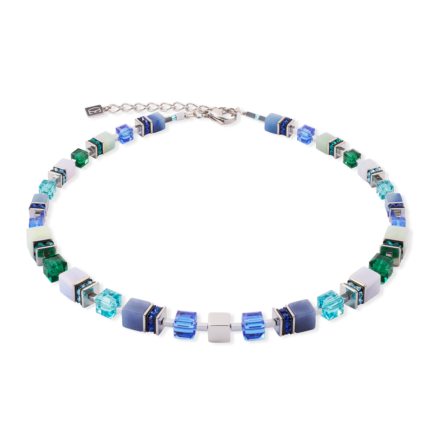GeoCUBE® Precious Statement Necklace Silver-Ocean