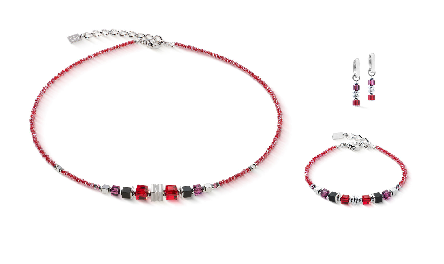 Bracelet Wave Cube Flow Silver-Red