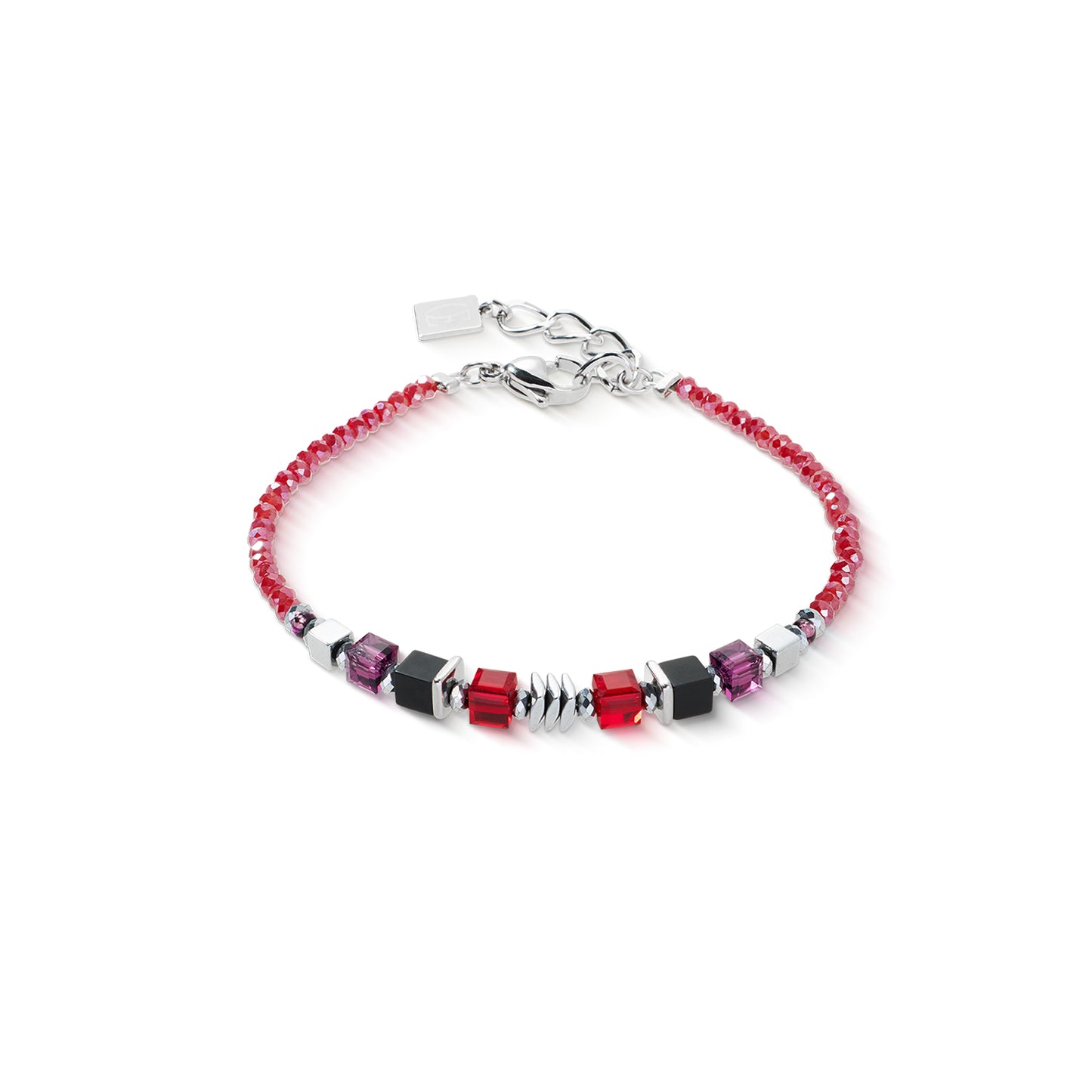 Bracelet Wave Cube Flow Silver-Red