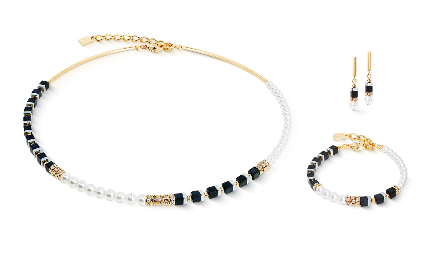 Precious Fusion Offset earring black-pearl