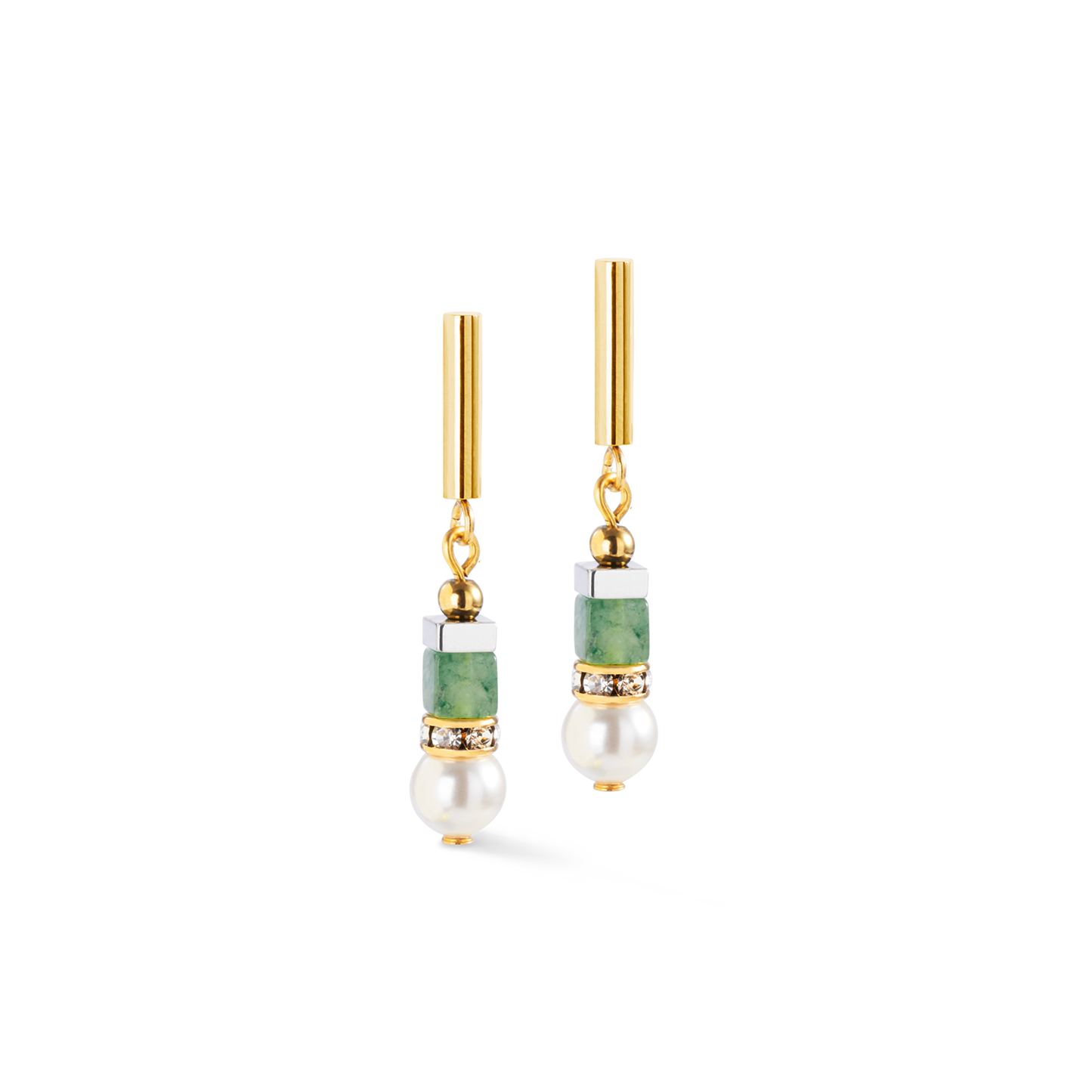 Precious Fusion Offset Earrings Gold-Green