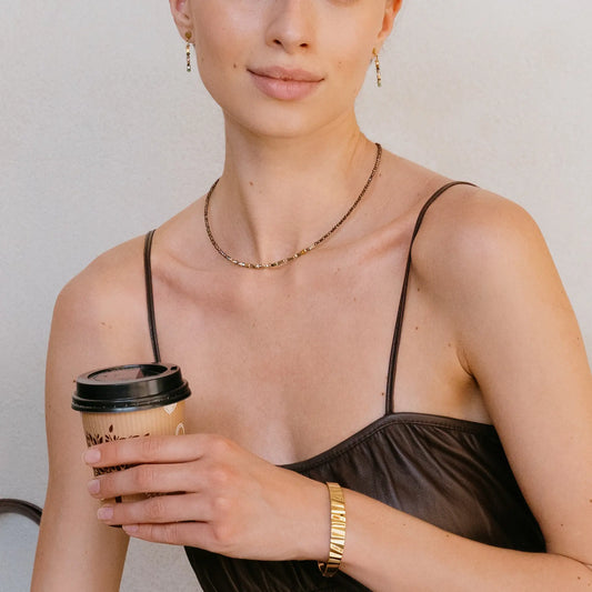 Necklace golden Whisper brown-olive