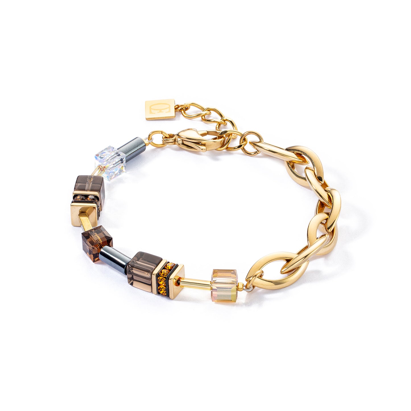 GeoCUBE® Chunky Chain Bracelet Gold-Brown