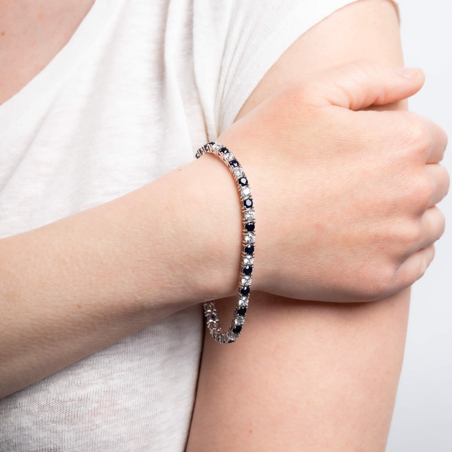 Sapphire Two Tone Zirconia Tennis Bracelet