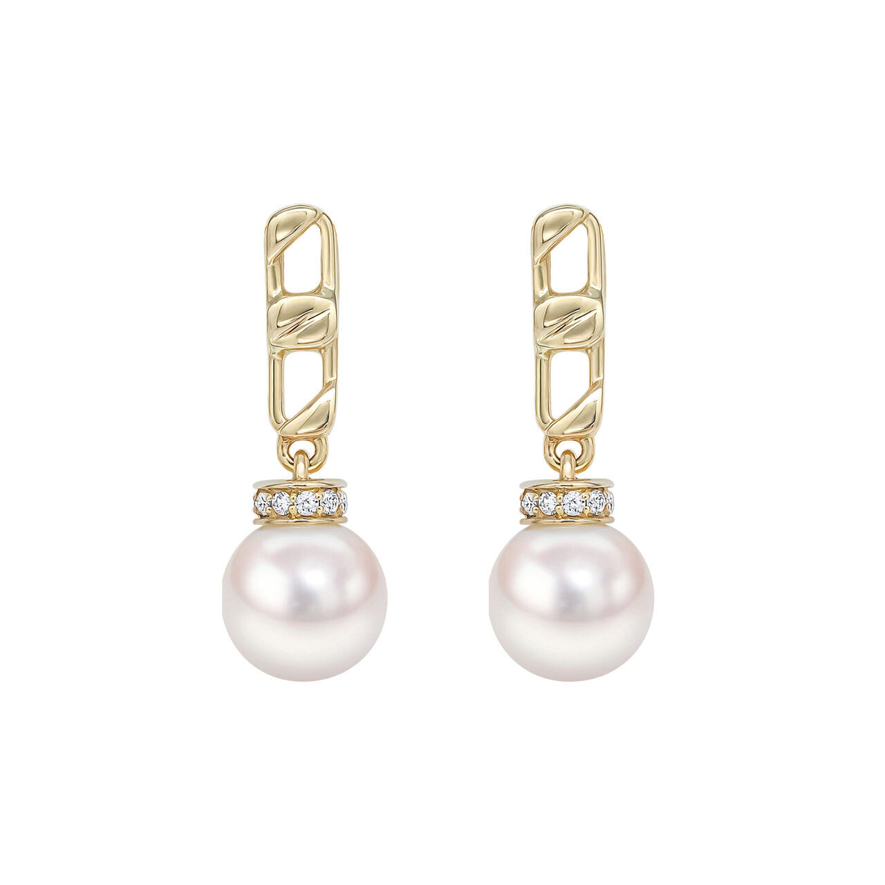 9ct Freshwater Pearl & Diamond Studs
