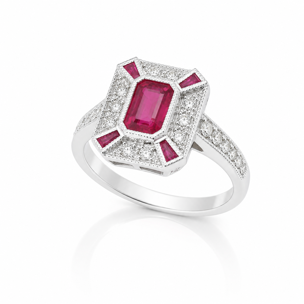 18ct White Gold Ruby & Diamond Ring