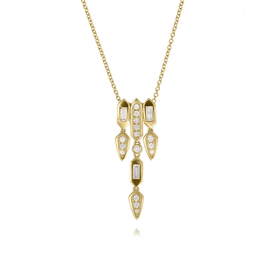 14ct Gold Deco Style Necklace with Diamonds