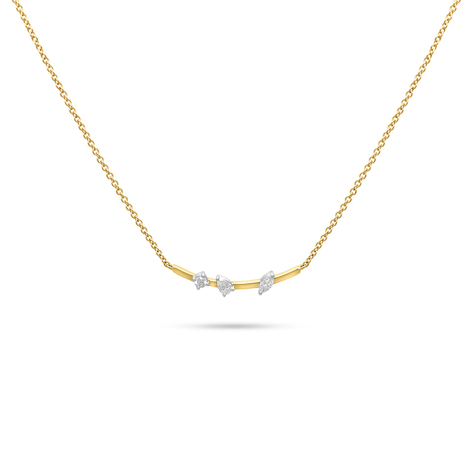 14ct Gold Mixed Shape Diamond Necklace