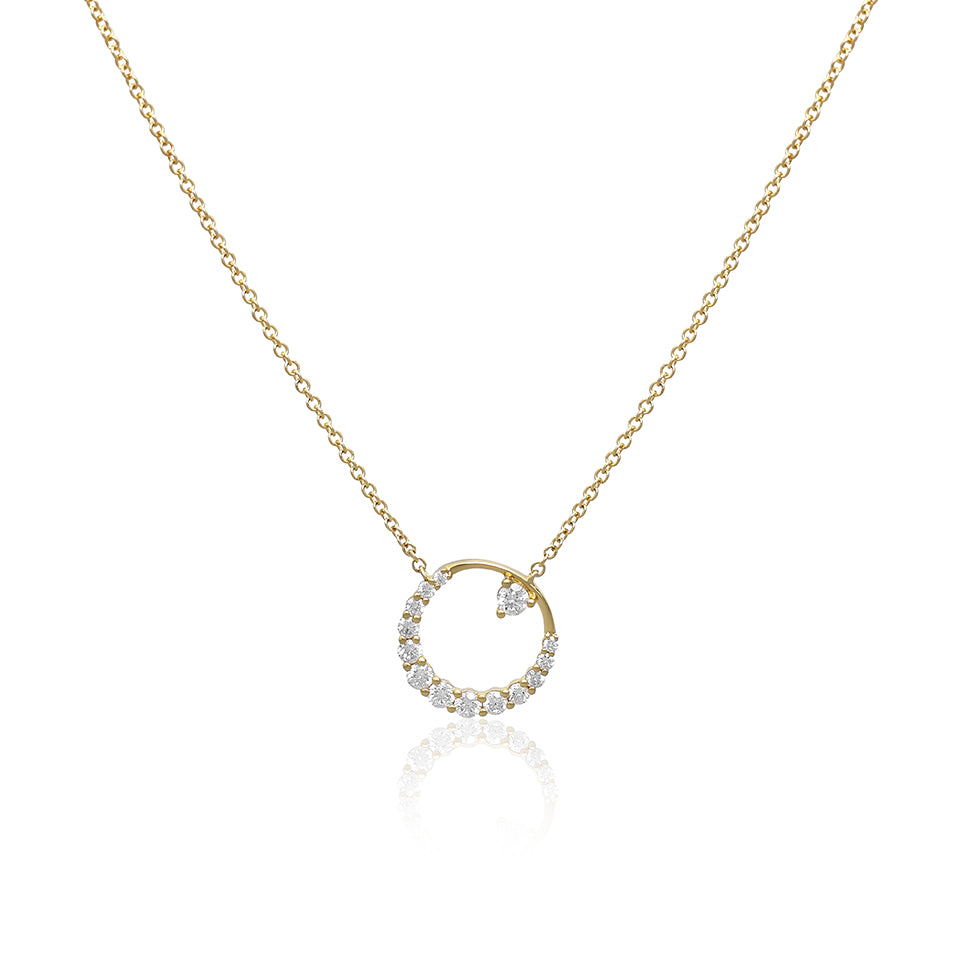 14ct Gold Graduating and Accent Diamond Circle Necklace