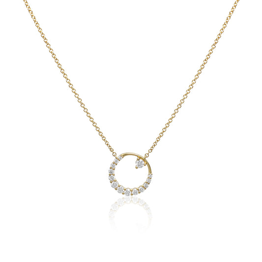 14ct Gold Graduating and Accent Diamond Circle Necklace