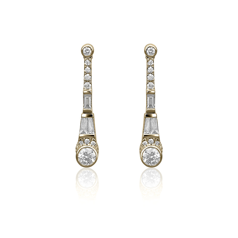14ct Gold Icicle Diamonds Drop Earrings