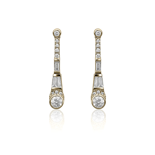 14ct Gold Icicle Diamonds Drop Earrings