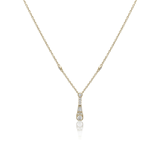 14ct Gold Icicle Diamonds Drop Necklace