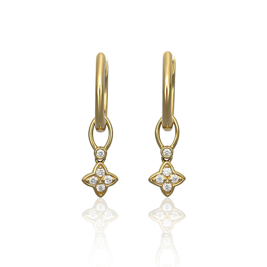 14ct Quatrefoil Diamond Drop Huggies