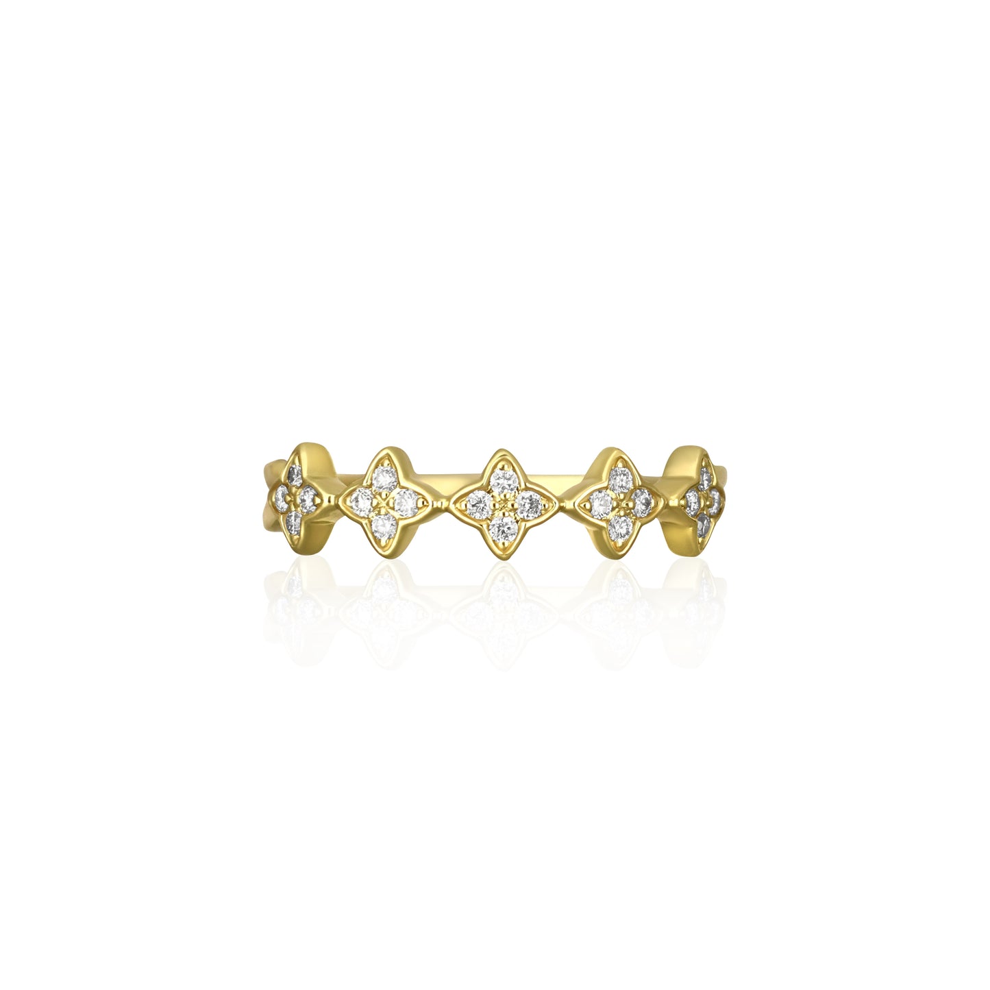 14ct Gold Quatrefoil Diamonds Statement Ring