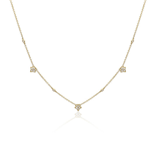 14ct Gold Quatrefoil Diamonds Necklace