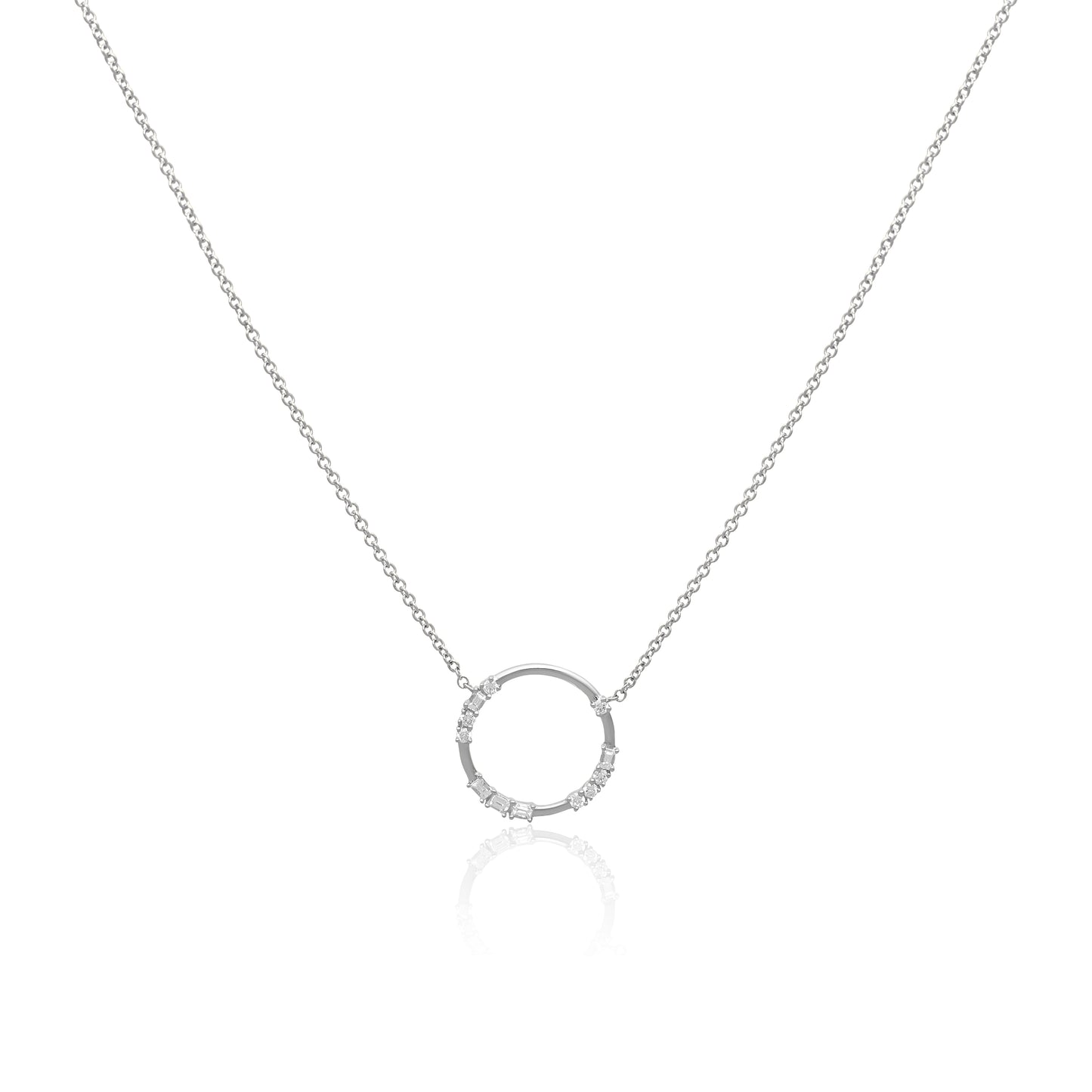 14ct White Gold Circle Necklace Diamond Featuring "LOVE" in Morse Code