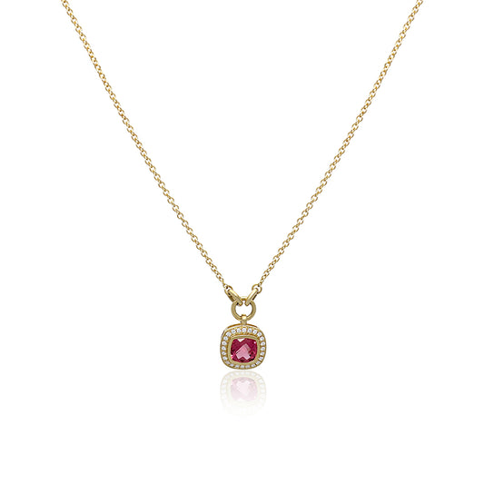 14ct Gold Pink Tourmaline and Diamonds Necklace