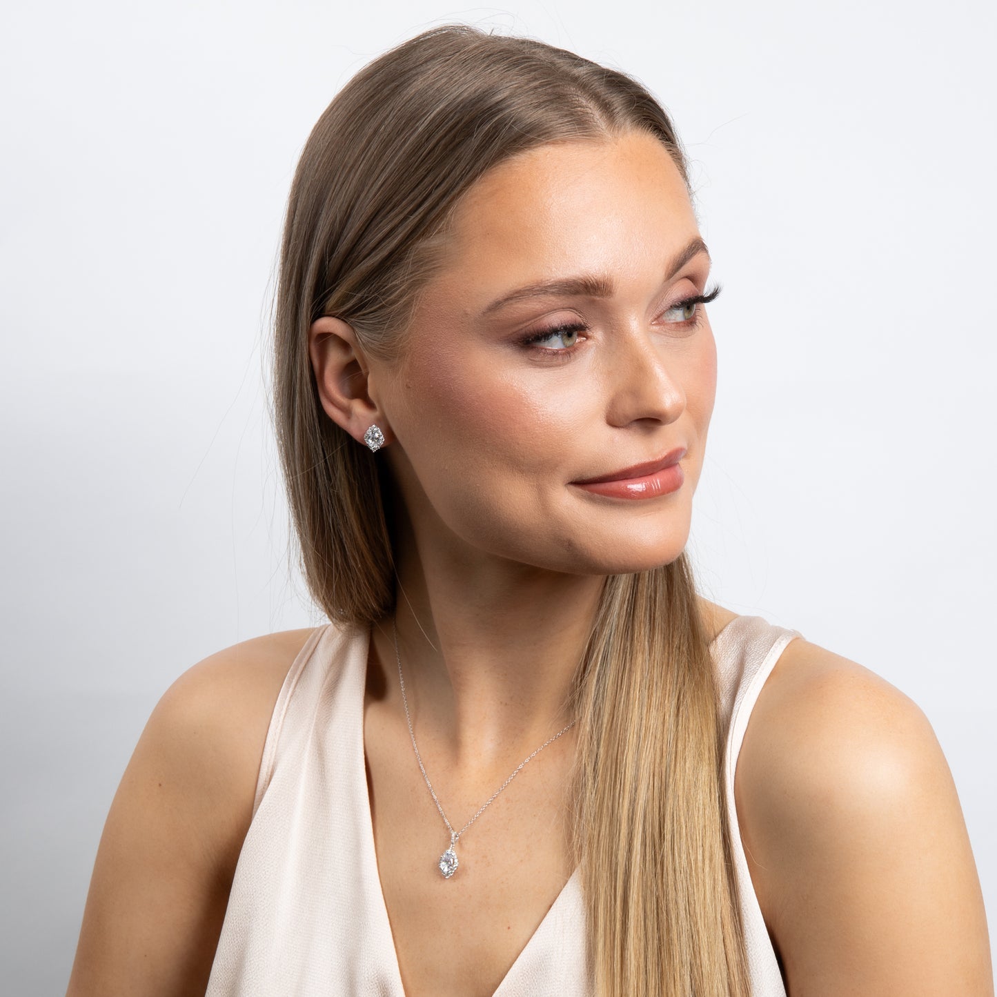 Oval Cluster Stud Earrings