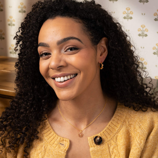 Riverly Ditsy Guilloche Flower Hoop Earrings