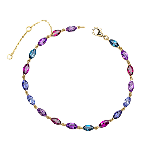 Semi-Precious Navette Tennis Bracelet in 9ct Gold