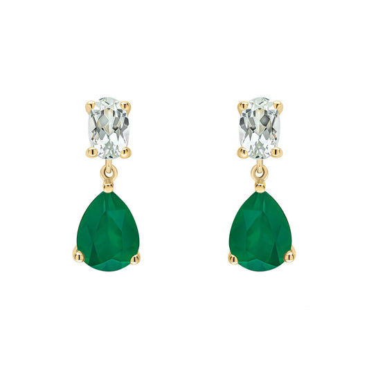 Toi et Moi Amethyst and Onyx Drop Earrings in 9ct Gold