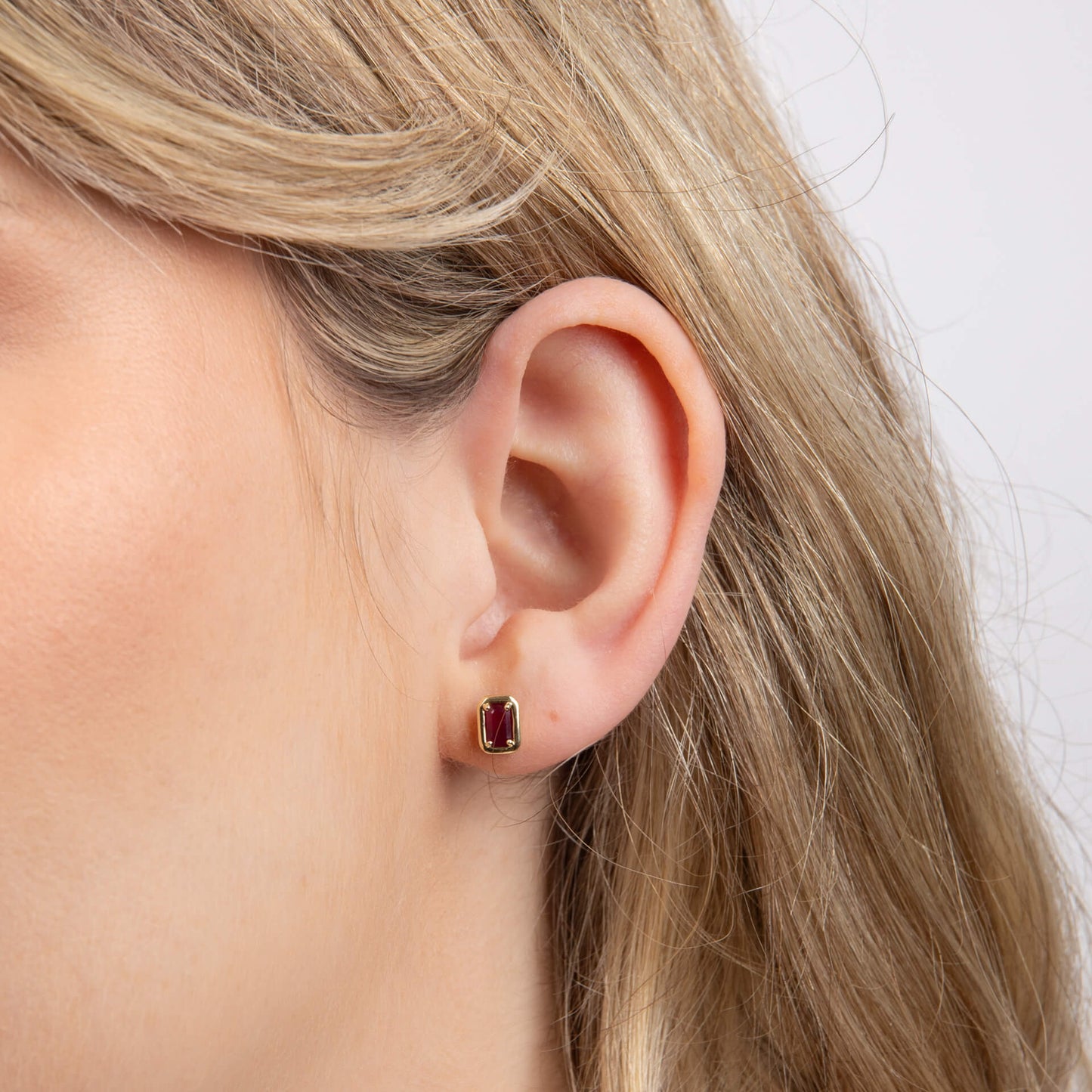 Chunky Border Precious Ruby Earrings in 9ct Gold