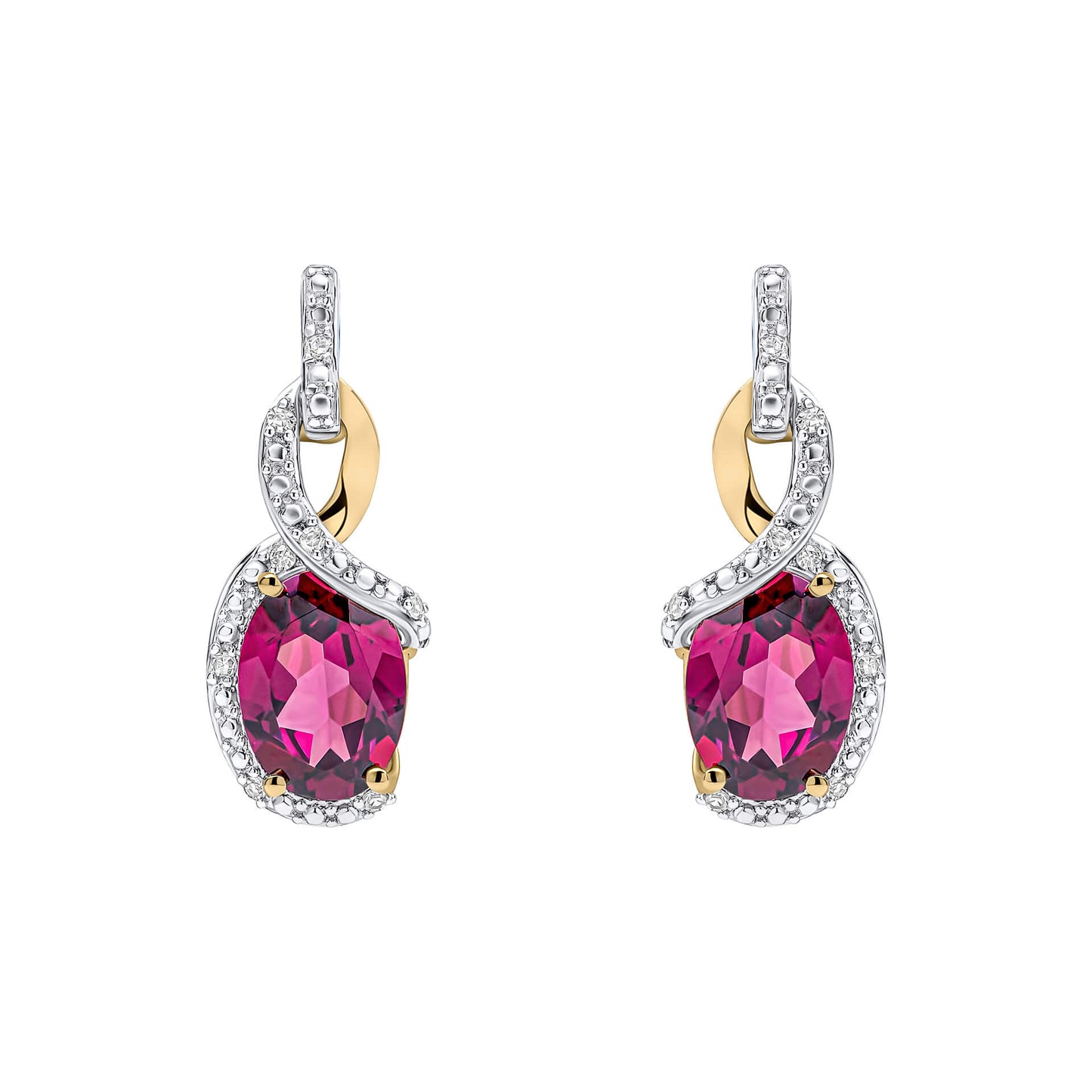 Elegant Twist Garnet Drop Earrings in 9ct Gold
