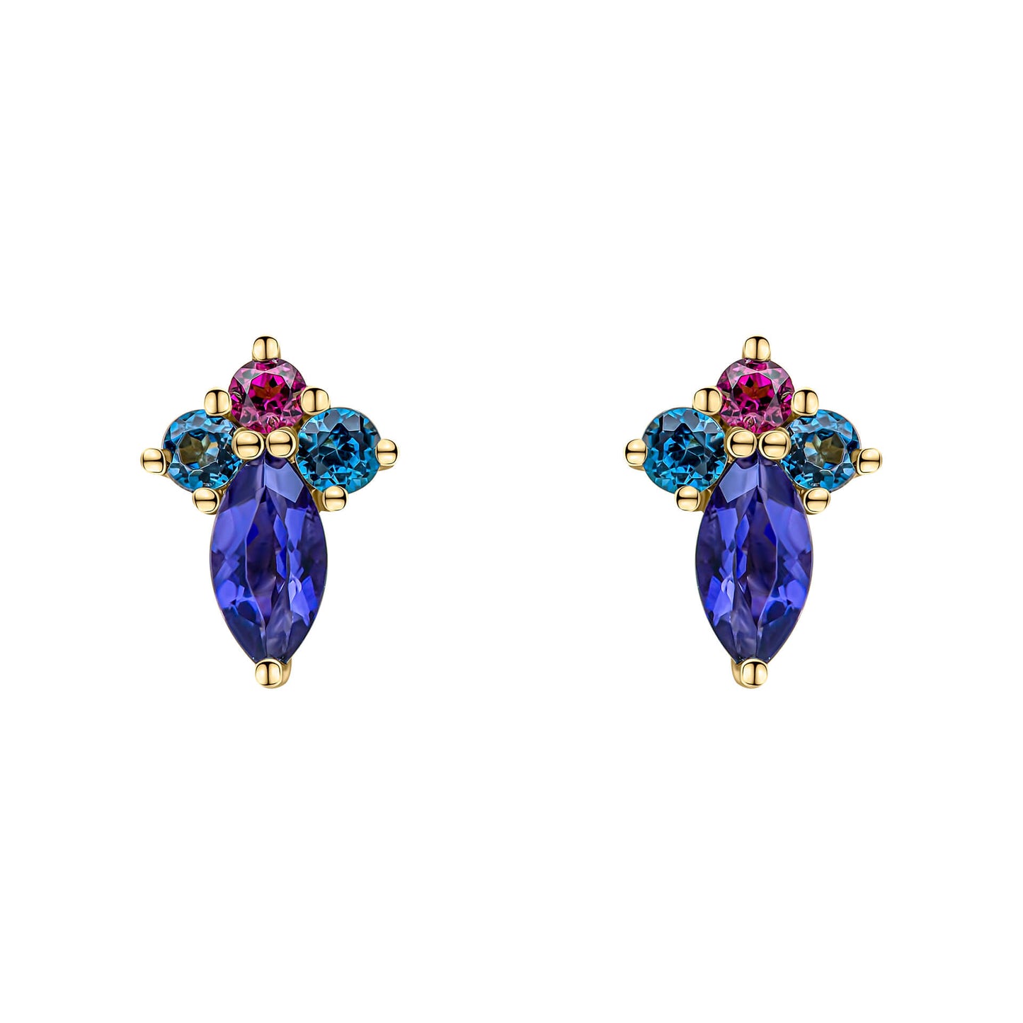 Barcelona Cluster Stud Earrings in 9ct Gold