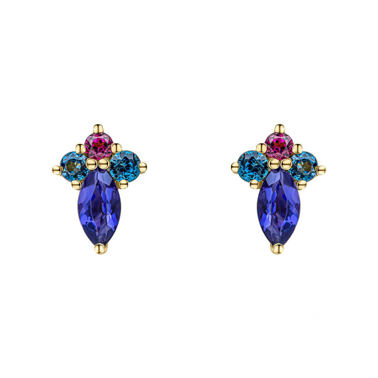 Barcelona Cluster Stud Earrings in 9ct Gold