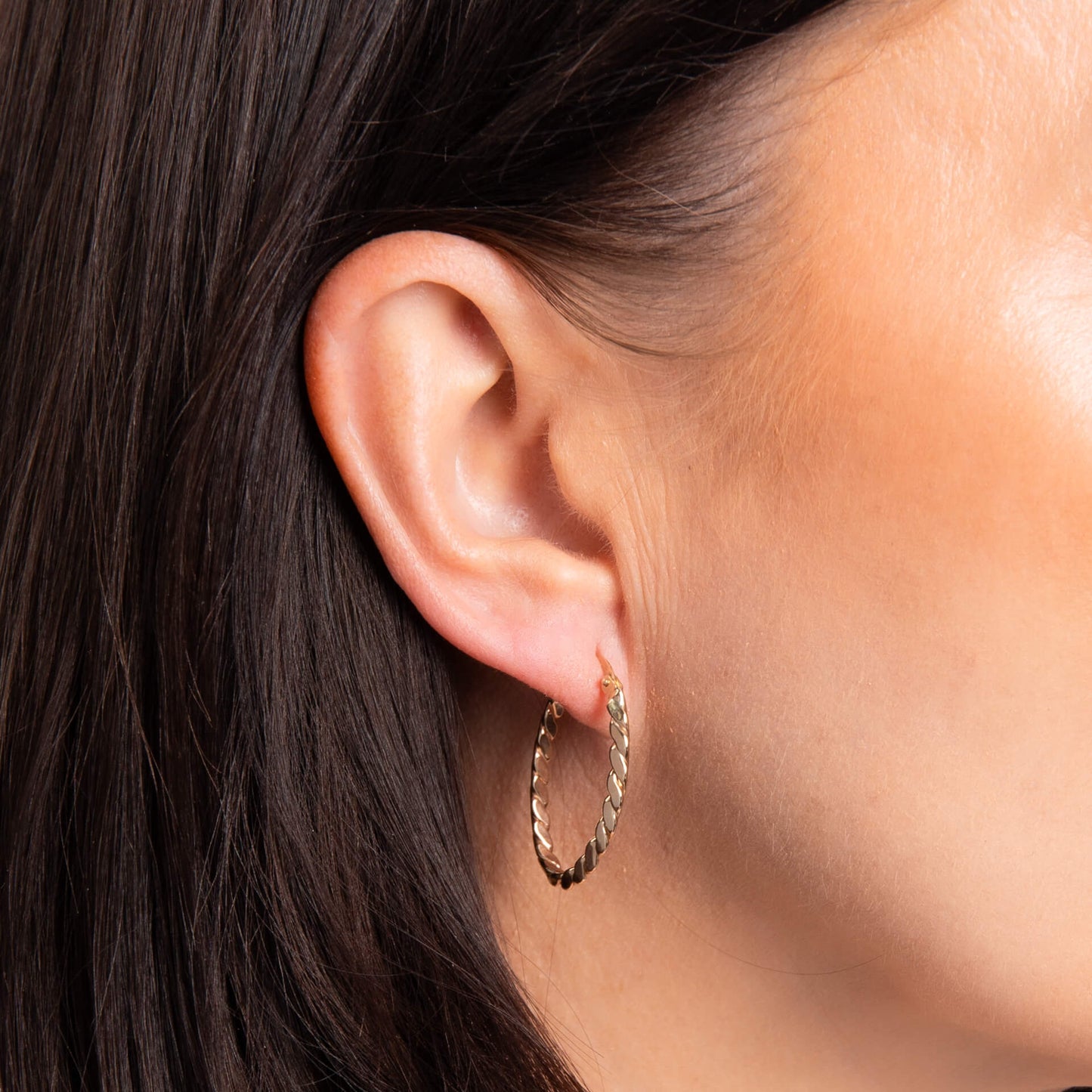 Twisted Rope Hoop Earrings in 9ct Gold
