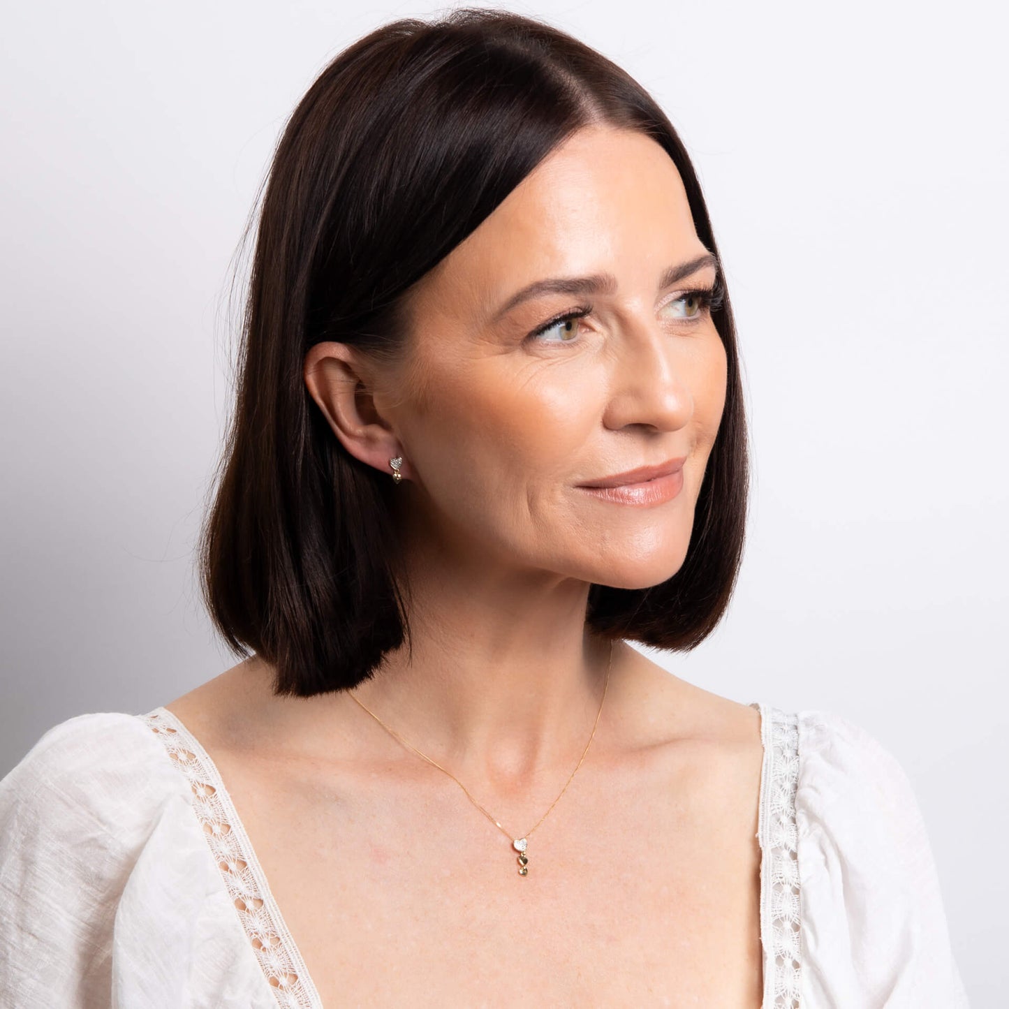 Double Heart Drop Earrings in 9ct Gold