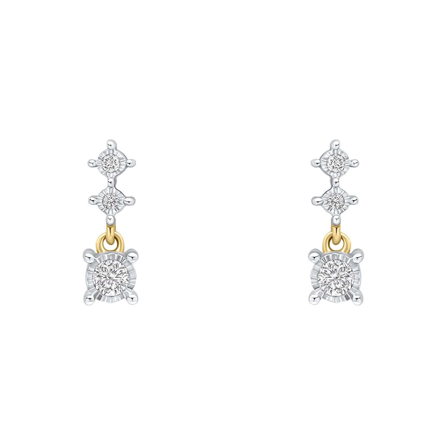 Diamond Trilogy Drop Earrings in 9ct Gold