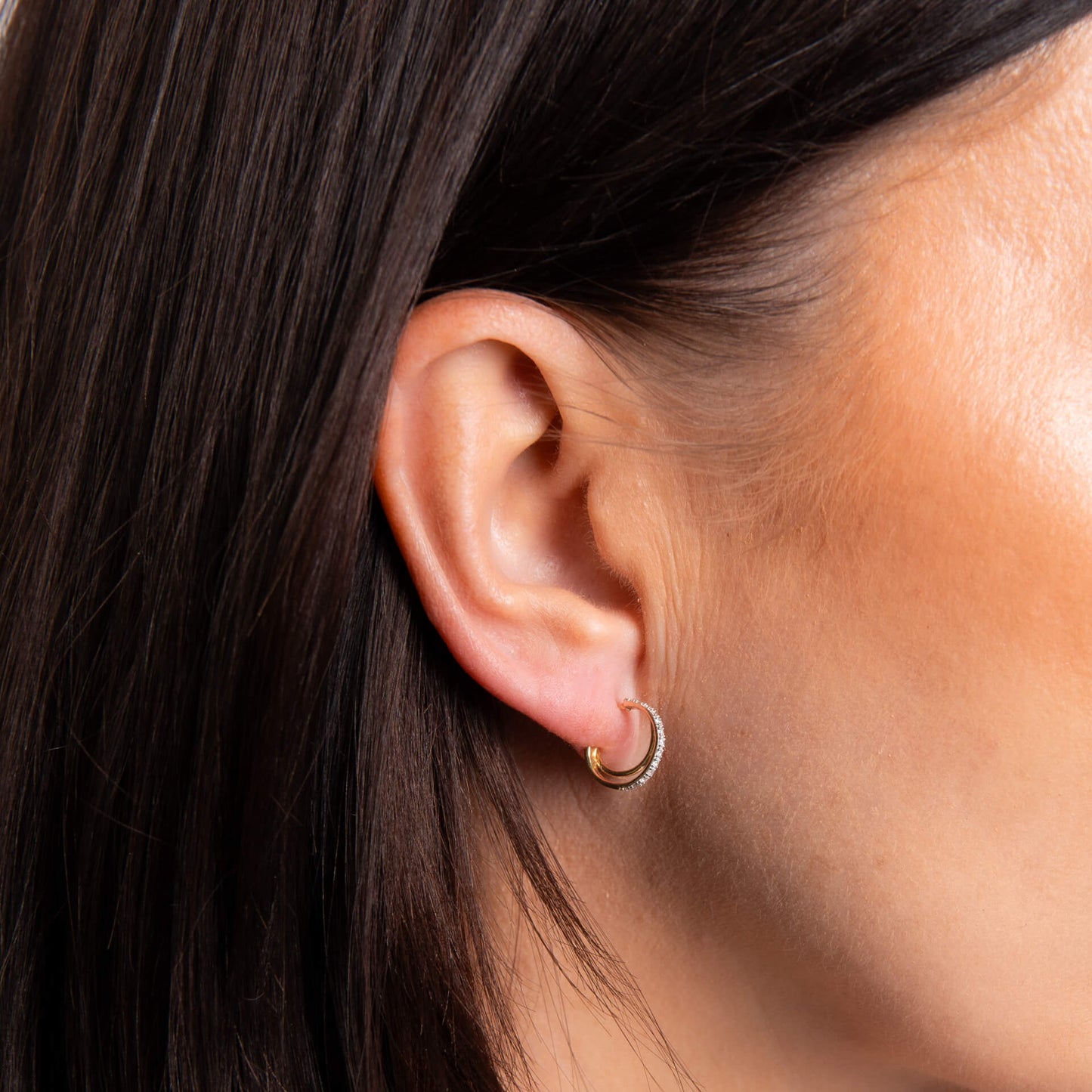 Diamond Double Hoop Earrings in 9ct Gold