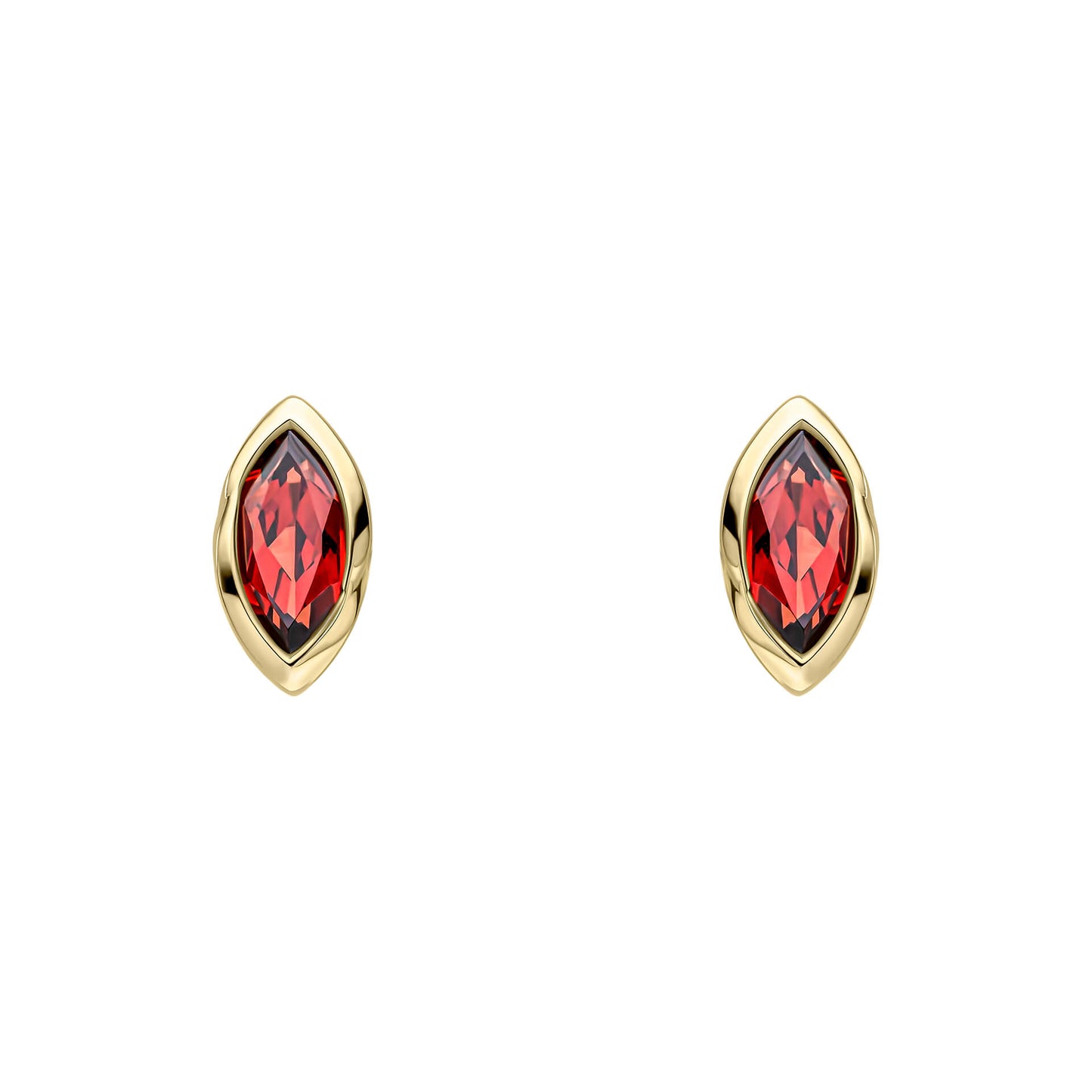 Marquise Garnet Stud Earrings in 9ct Gold