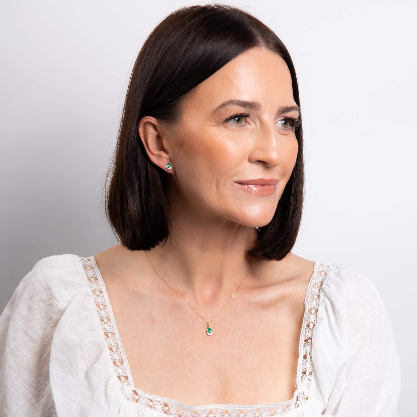 Teardrop Emerald and Diamond Pendant in 9ct Gold