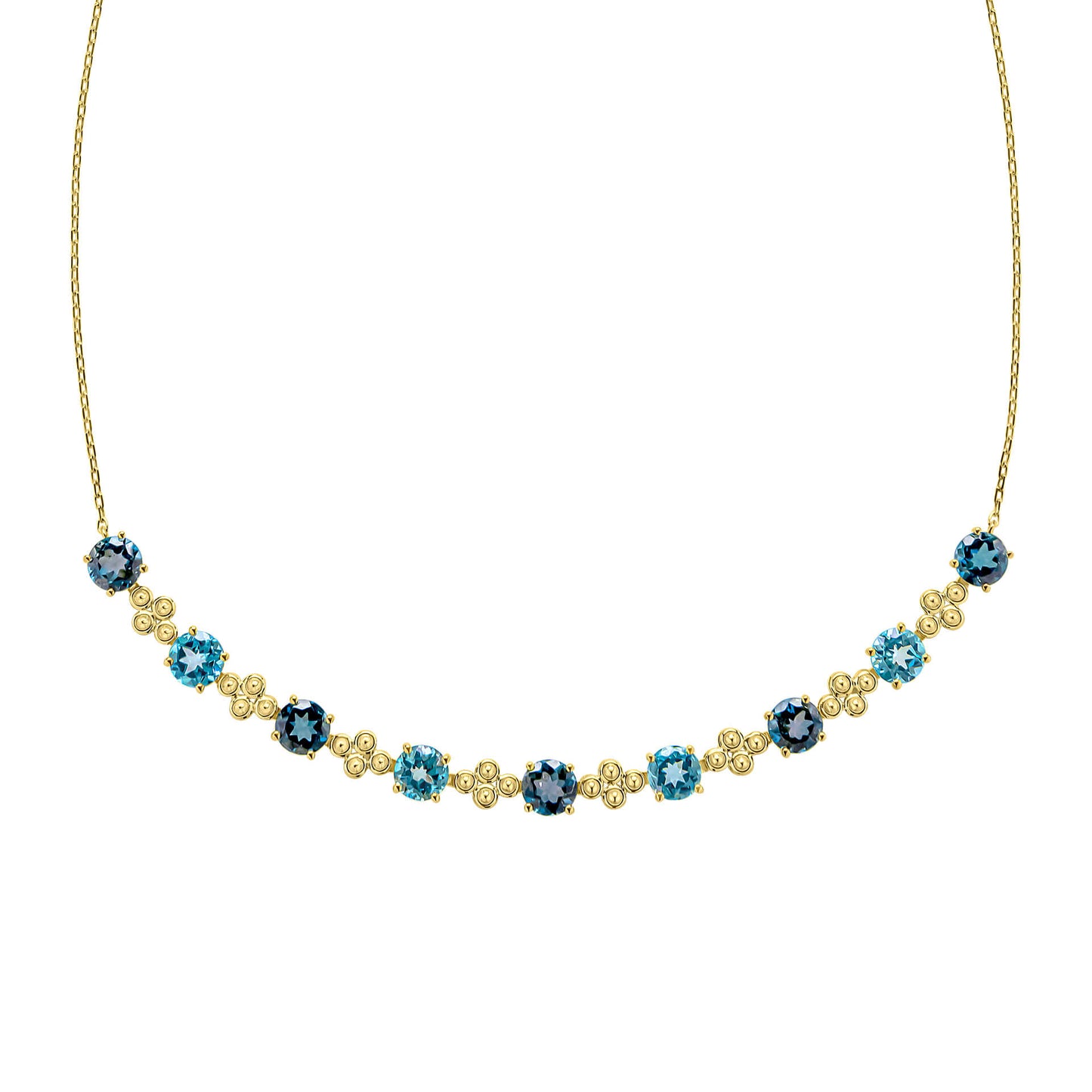 Ornate Blue Topaz Necklace in 9ct Gold
