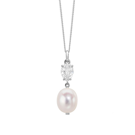 Baroque Pearl and Topaz Pendant in 9ct Gold
