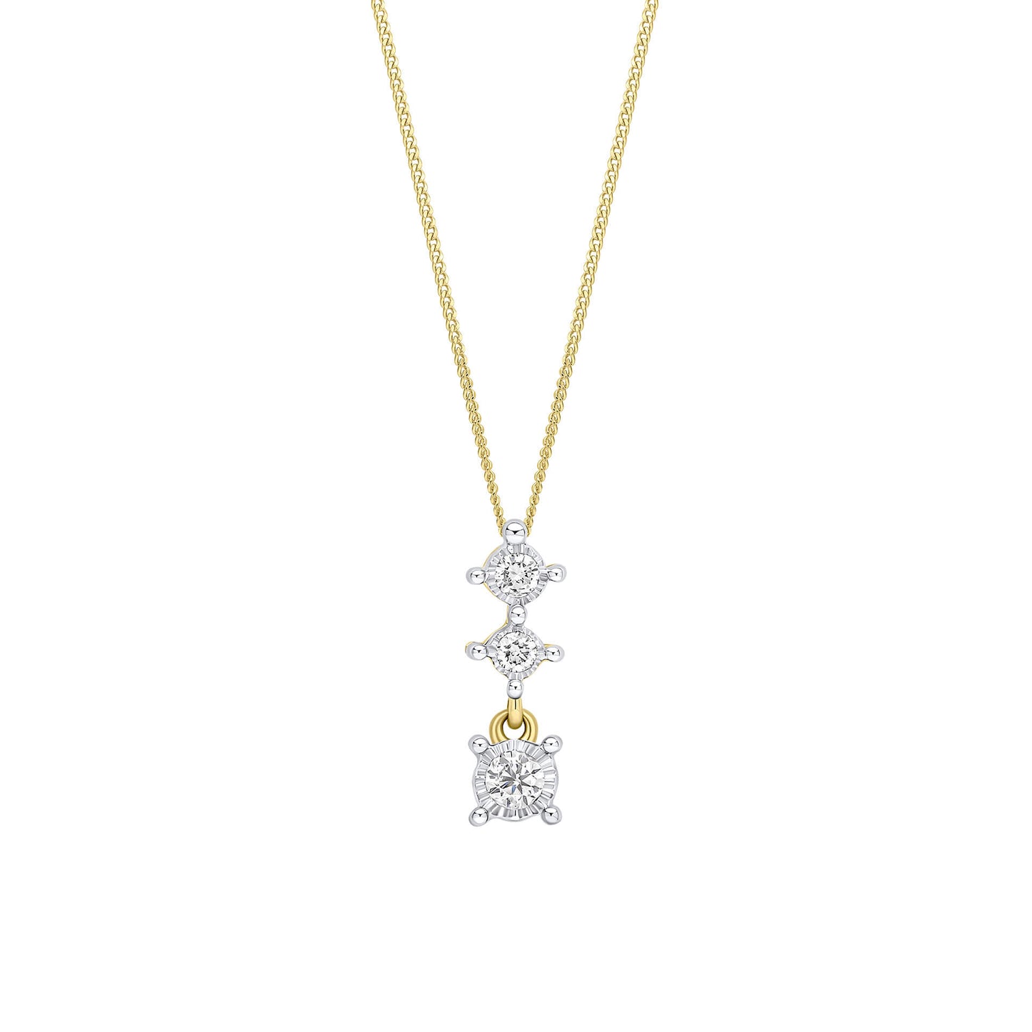Diamond Trilogy Drop Pendant in 9ct Gold