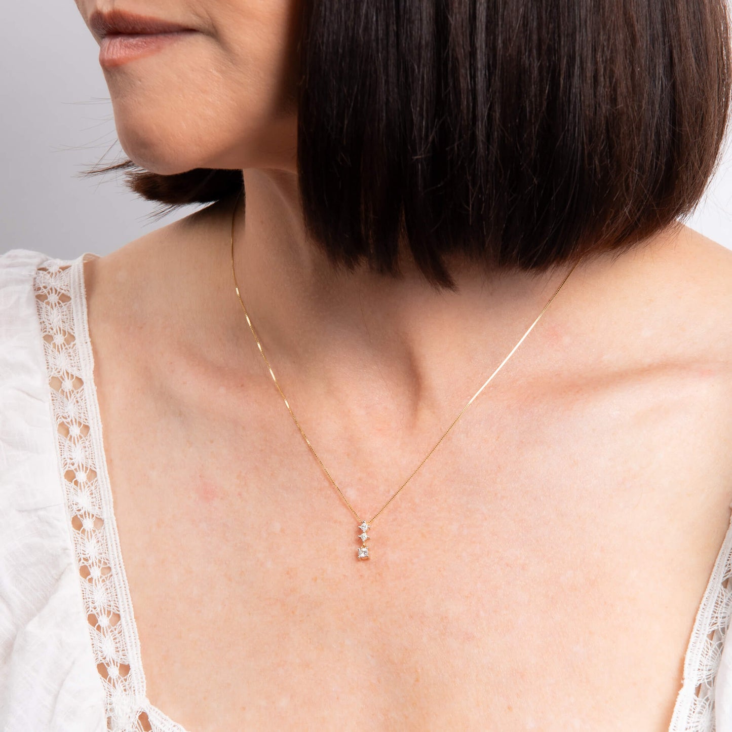 Diamond Trilogy Drop Pendant in 9ct Gold