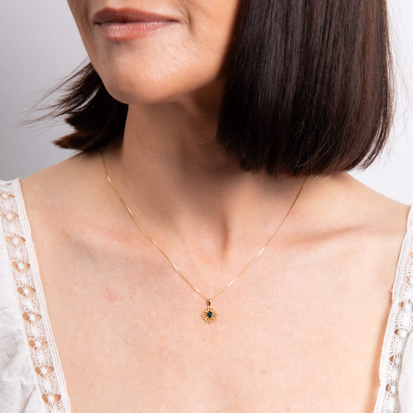 Ornate Sapphire Pendant in 9ct Gold