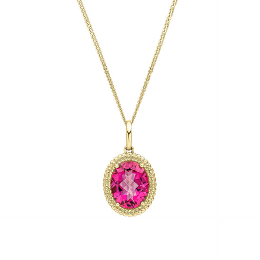Oval Cut Pink Topaz Pendant in 9ct Gold