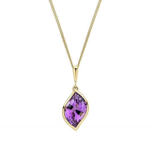 Flame Cut Amethyst Pendant in 9ct Gold