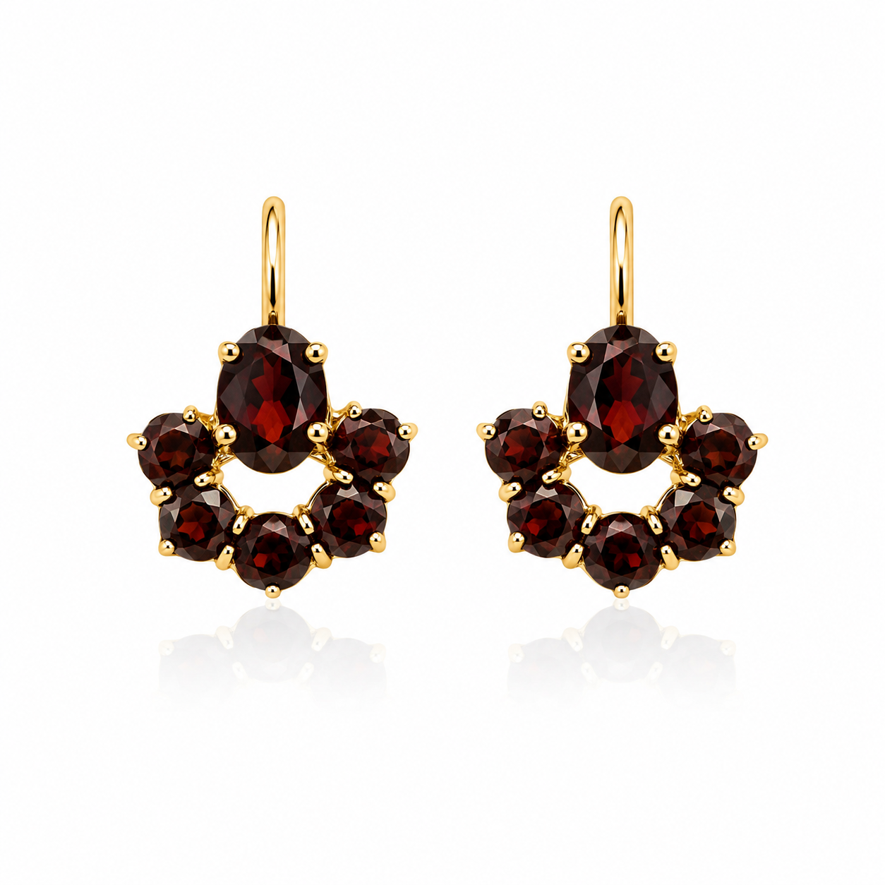 Vintage 9ct Gold Garnet Earrings