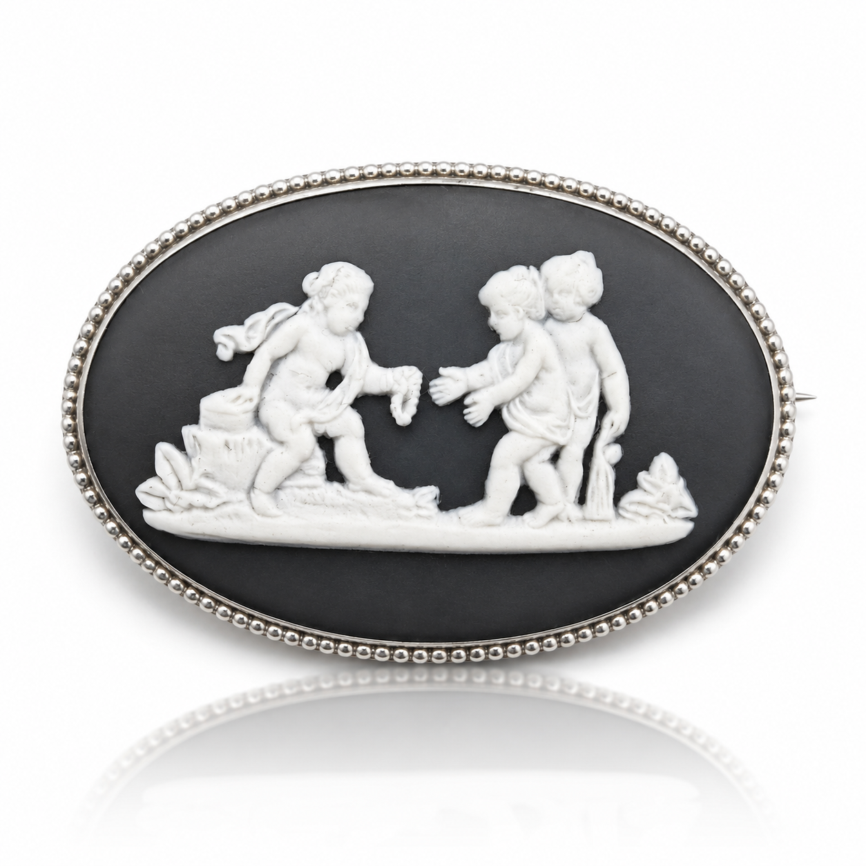 Wedgwood Black Jasperware Cameo Brooch